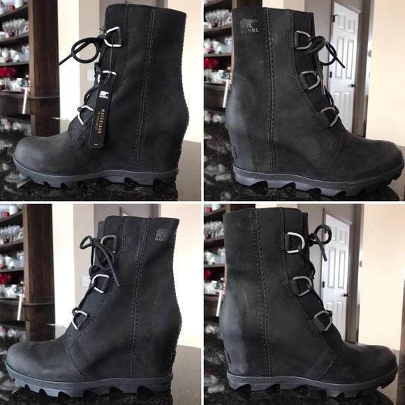 New Sorel Women's Joan of Arctic Wedge II Boot, Black Wedge Booties, Ankle Boots - Picture 14 of 14